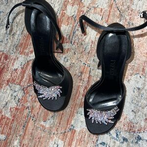 WT Piferi ROSALIA 165 Satin Black Platform Sandal, Heel Size 41 /11